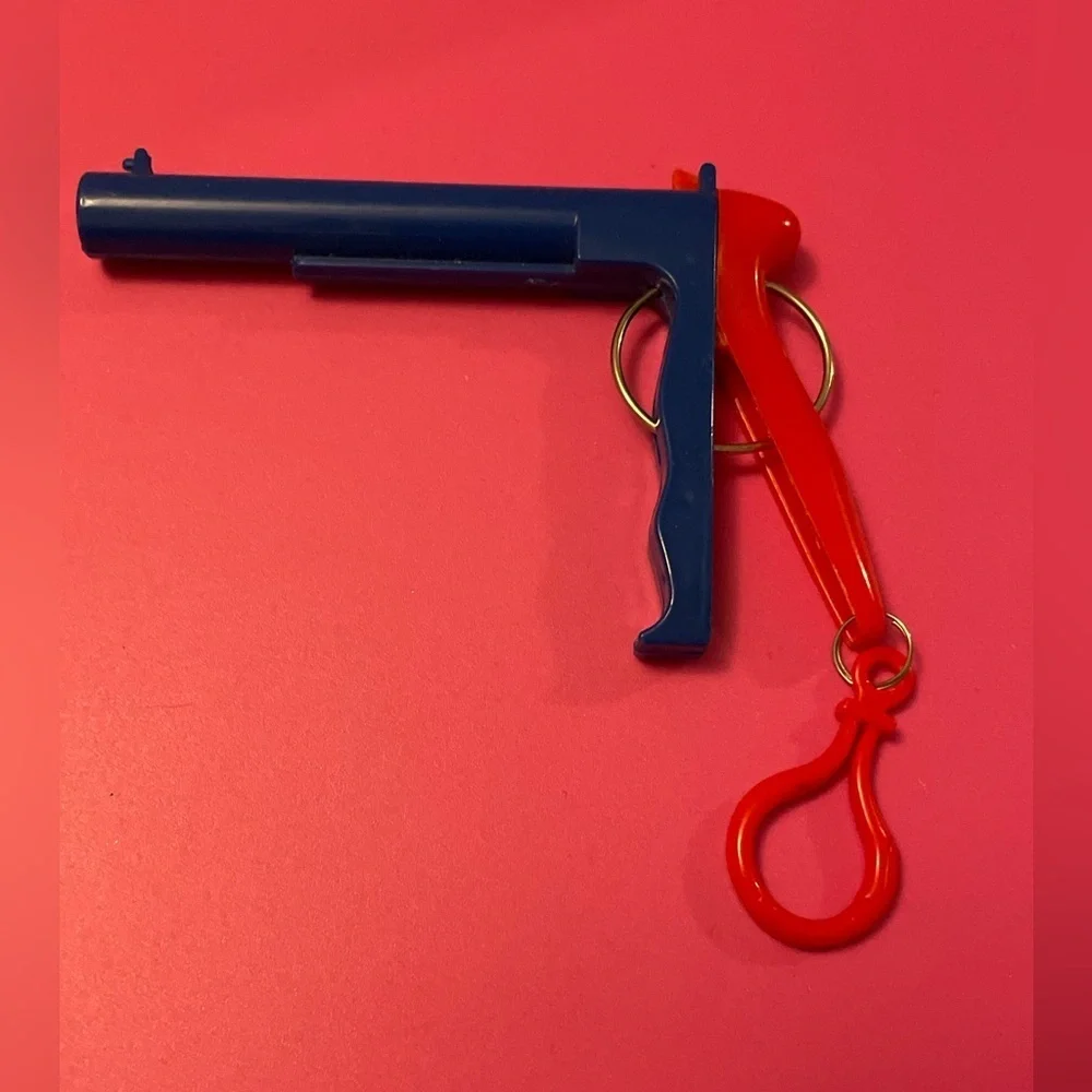 Blue and red rubber band gun Keychain Accessory